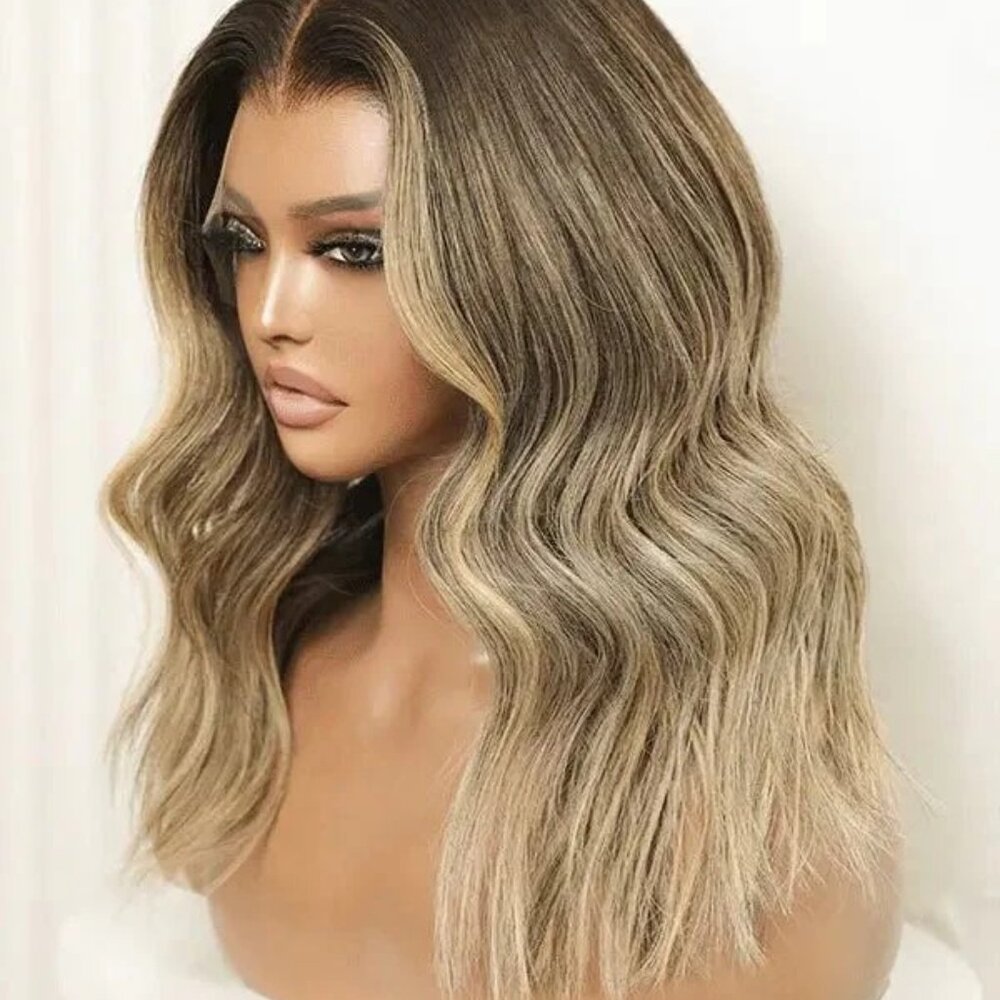 Hairviv Aurora Brown Blonde Balayage Bob HD Lace Wig - Medium (Lace Cut)